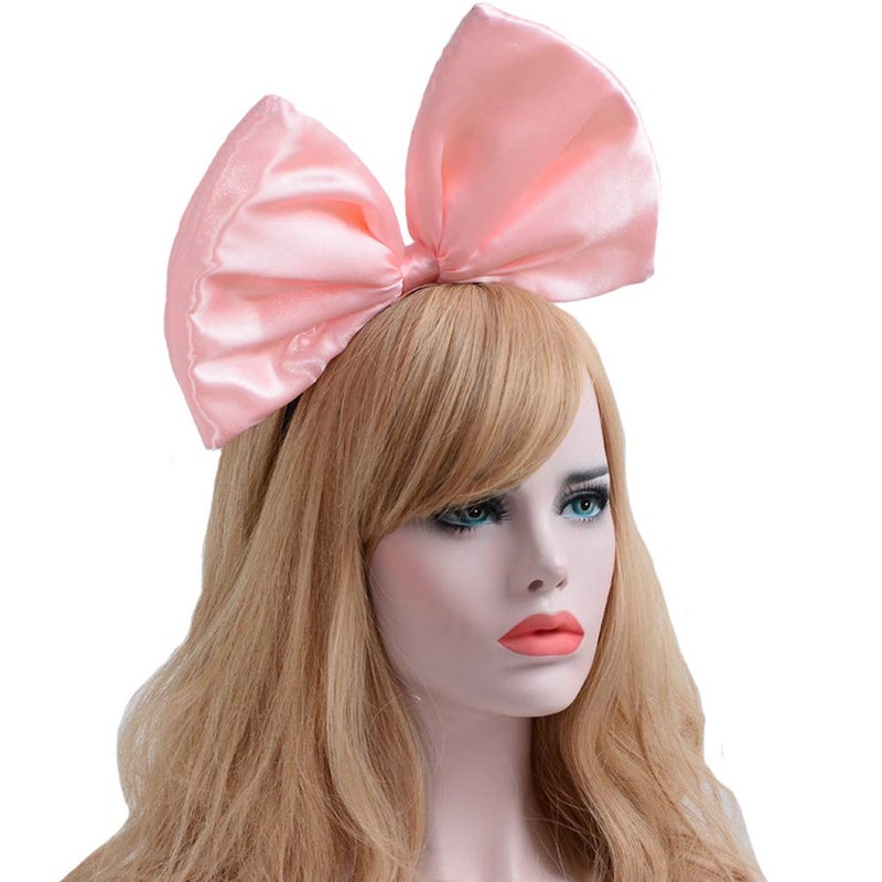 WLBON Bow Headband, Pink Tone Big Bow Hairband, Hair Hoops Women Hairband, Party Decoration Headdress Cosplay Costume Headwear Handmade Headpiece Birthday Christmas Hair Accessories 1 Pack - Image 1